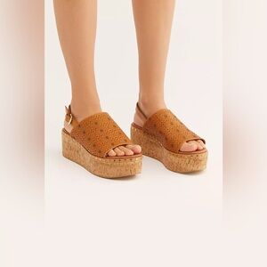 Free People Tan Platform Sandals